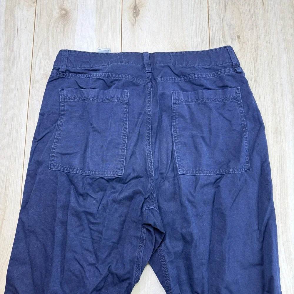 Banana Republic Mens Cotton Linen Cargo Pants Navy Blue Size 31 Short Drawstring